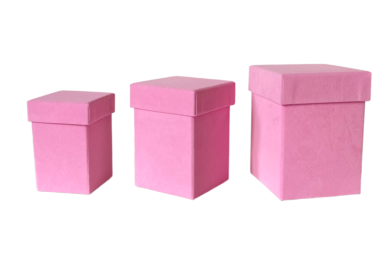 Набор 3 Куб 12*12*16-8*8*12см бархат Розовый 