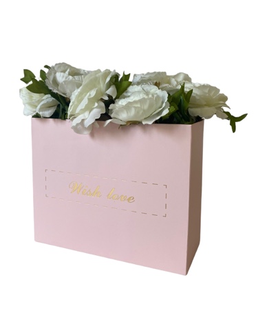 Коробка-сумка 20*16*8см/10шт персиковая Wish love