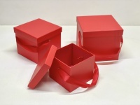 Набор 3 Куб 16*16-12*12см с ручками Красный