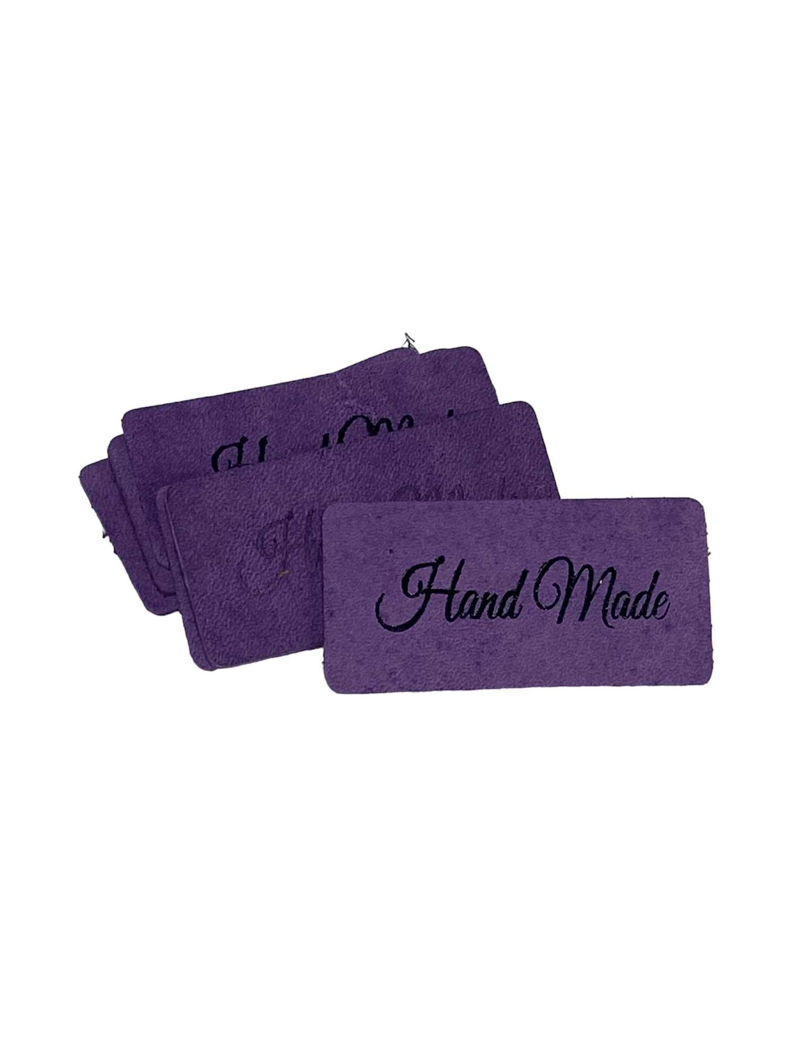 Бирка натруальная кожа 5*2,5см/5шт фиолетовая Hand Made