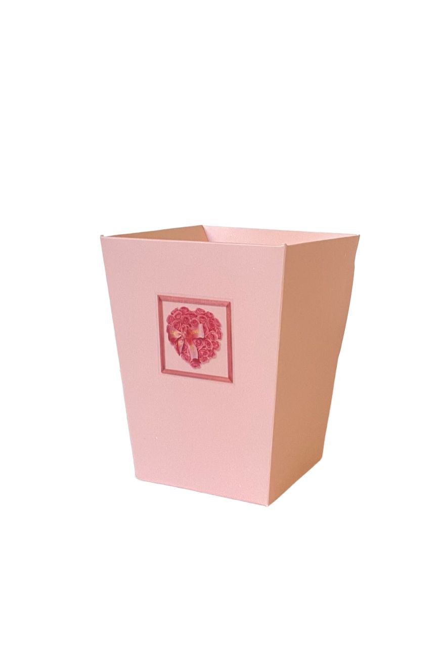 Коробка Трапеция б/ручки 15*12*9см/10шт Персиковый зефир - Сердце Роз розовый 