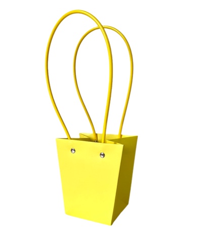 Плайм-пакет 12,5*12*12см/1шт трапеция ручка пластик желтая