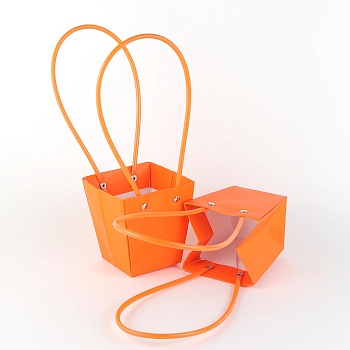 Плайм-пакет 10*9*7см/1шт трапеция ручка пластик оранжевая