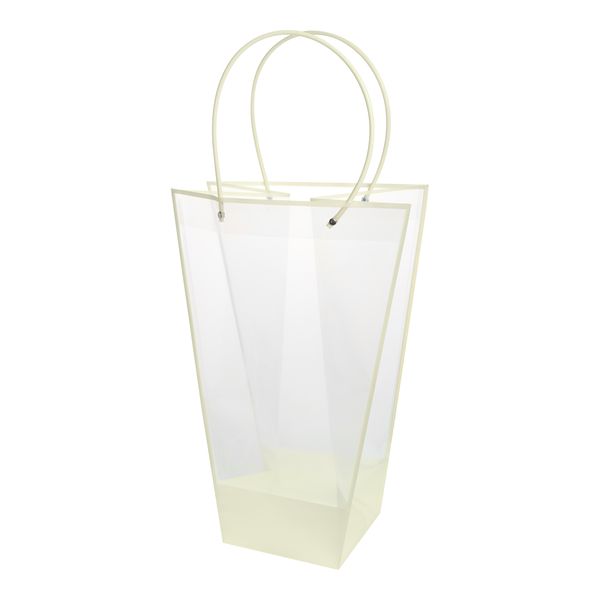 Прозрачная сумка-трапеция с пластиковыми ручками 26*13*35см/1шт кремовая