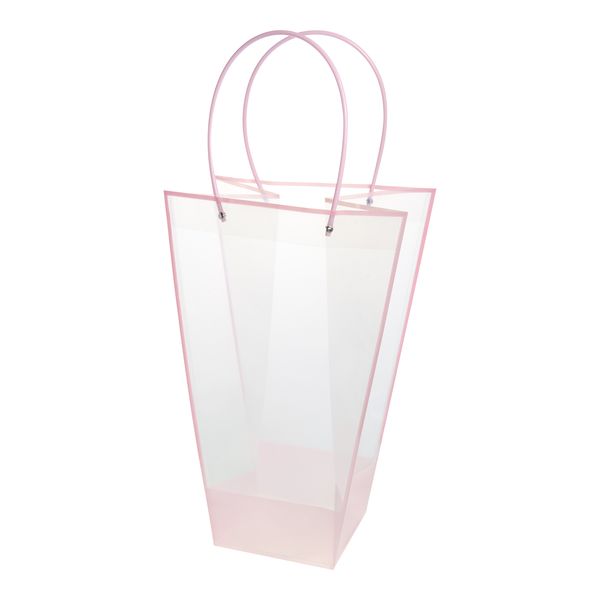 Прозрачная сумка-трапеция с пластиковыми ручками 26*13*35см/1шт розовая