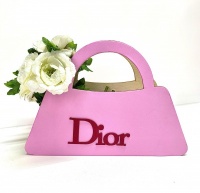 Ящик дерево сумочка 26*18*8см розовая Dior
