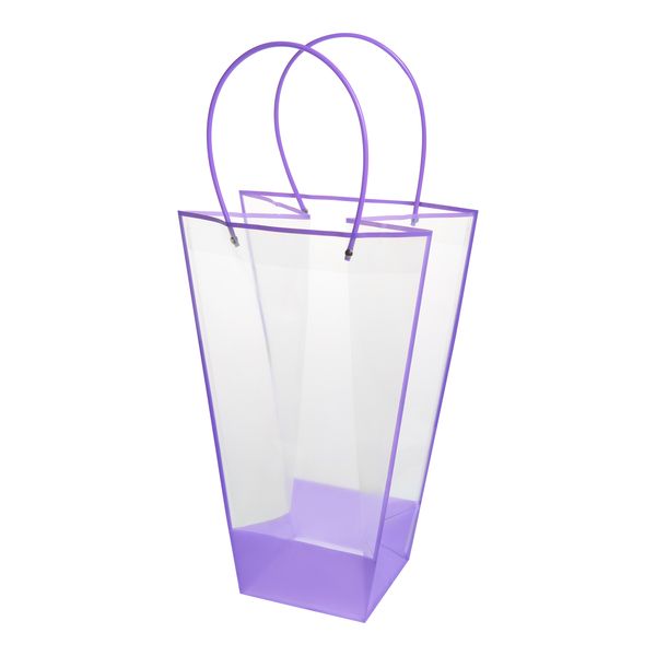 Прозрачная сумка-трапеция с пластиковыми ручками 26*13*35см/1шт сиреневая