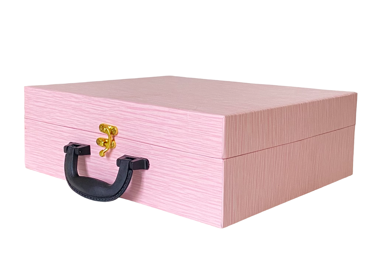 Коробка чемодан с ручкой 23,5*19*7,5см малый розовый