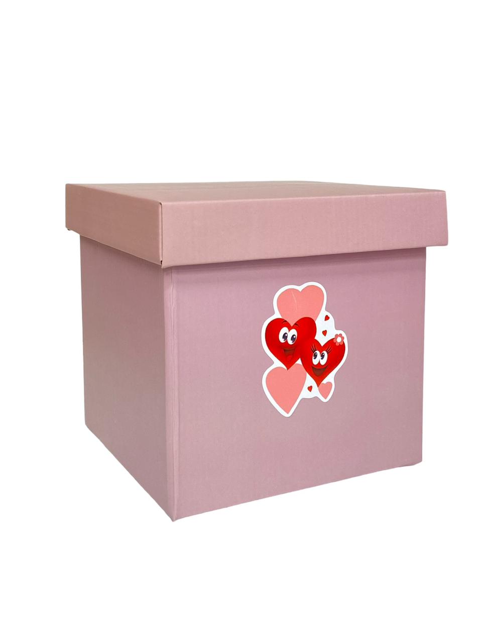 Коробка трансформер без крышки м/гофр 20см розовая пенка+сердечки
